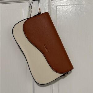 Brown and Cream Women's Bag
